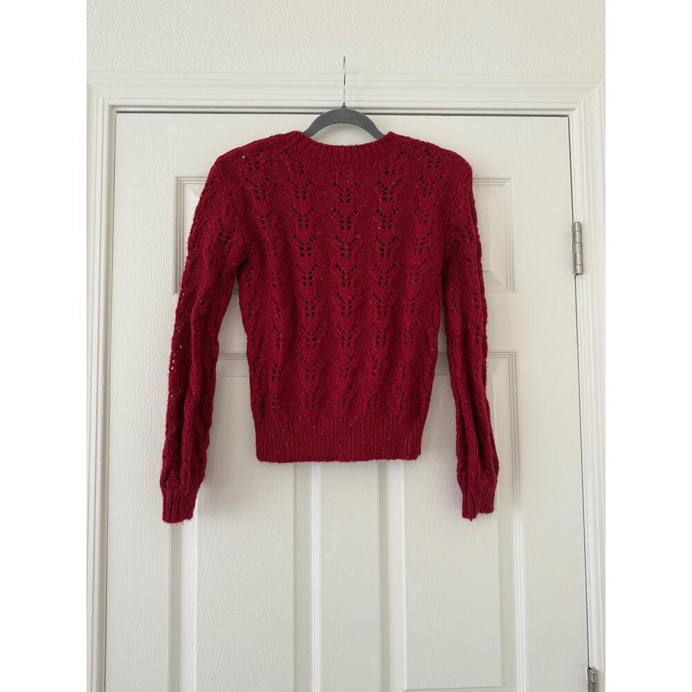 NWT Abercrombie Red Pointelle Knit Sweater XXS - Picture 2 of 3